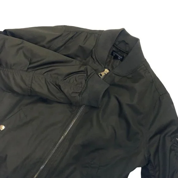 Topshop Women s Size 6 Green Zip Up Bomber Jacket